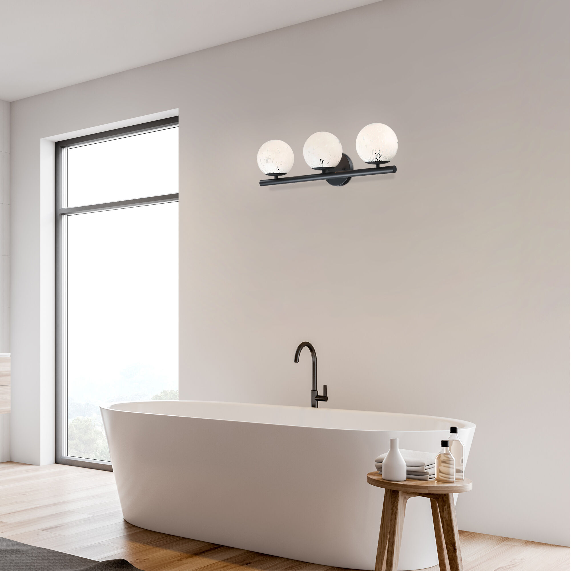 Crown Heights 3 Light 25 inch Matte Black Vanity Light Wall Light in White